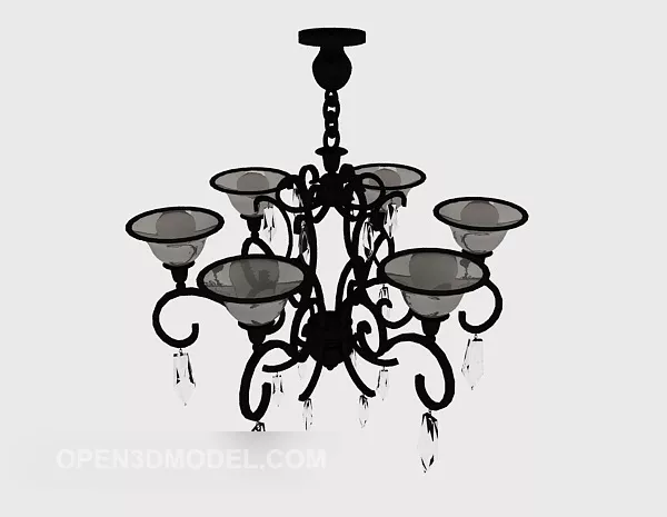 European Classic Black Iron Chandelier 3d model European Classic Black Iron Chandelier 3d model
