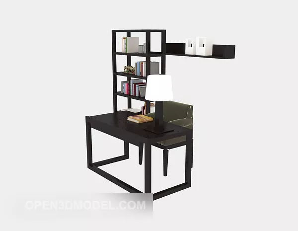 Home Desk With Shelf 3d model Home Desk With Shelf 3d model