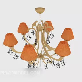 European Orange Shade Classic Chandelier 3d model