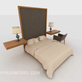 Modern Simple Home Bed V1 3d model