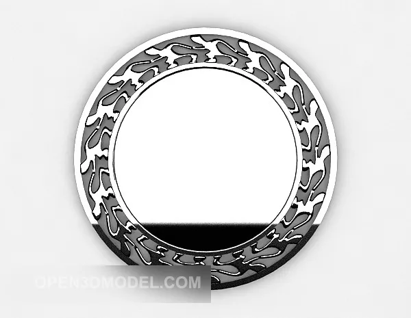 Asian Royal Big Mirror Carved Frame 3d model