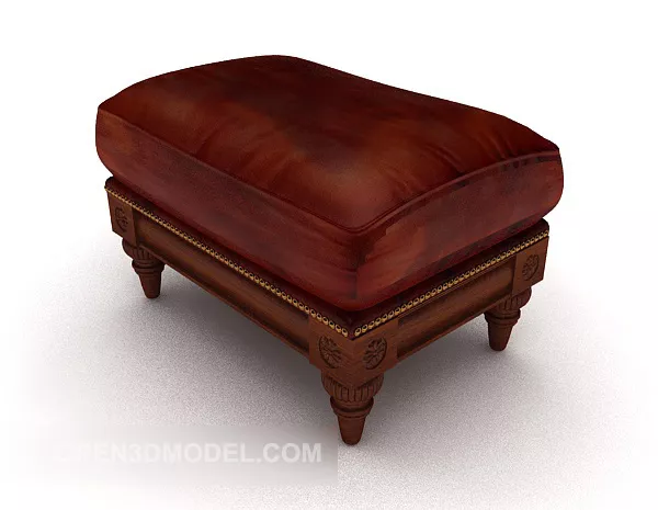 White Leather Cube Stool Tufted Style 3d model