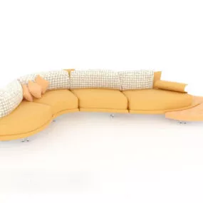 Yellow Fabric Large Sofa 3d model