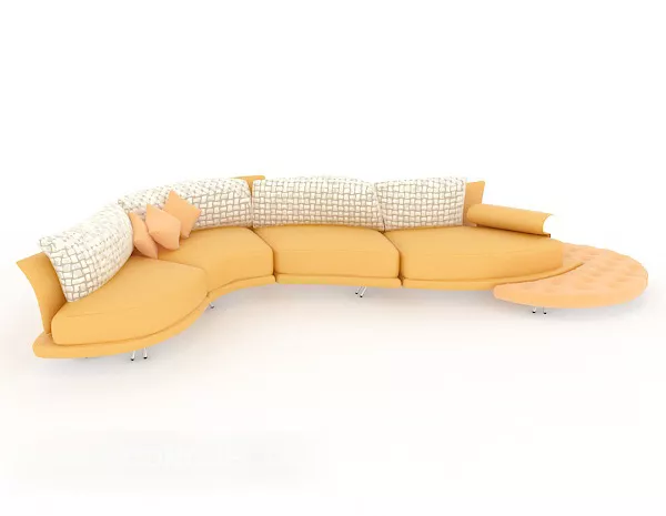 Yellow Fabric Large Sofa 3d model Yellow Fabric Large Sofa 3d model