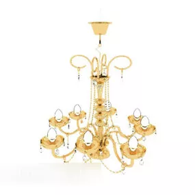 European Luxury Golden Chandelier 3d model