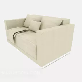Simple Double Sofa Beige Color 3d model