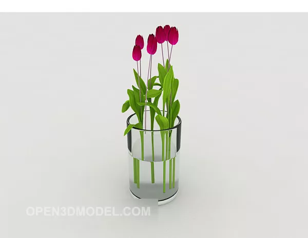 Glass Flower Potted Decoration Plant 3d model Glass Flower Potted Decoration Plant 3d model