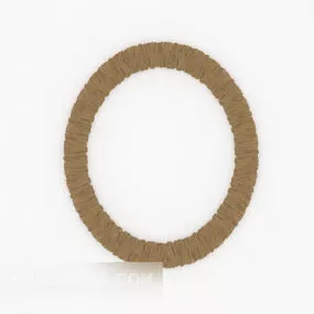 Round Mirror Wooden Frame 3d model