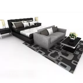 Simple Minimalist Double Bed 3d model