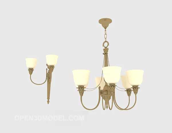 Simple Home Chandelier Gold Style 3d model Simple Home Chandelier Gold Style 3d model
