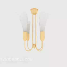 Simple Small Chandelier Brass Material 3d model