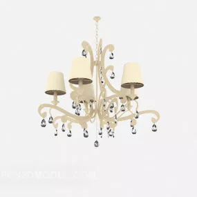 European Living Room Beige Chandelier 3d model
