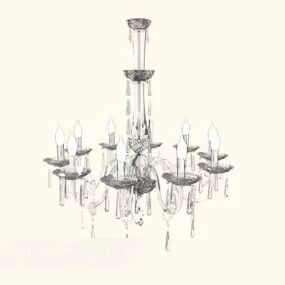 White Minimalist Home Chandelier V1 3d model