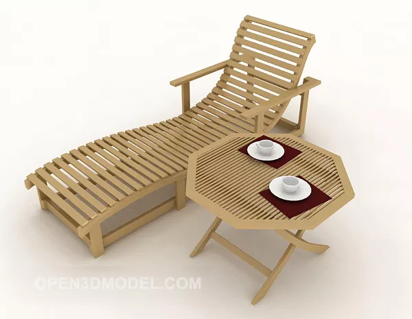 Wood Armchair Lounge 3d model
