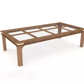 Wood Glass Modern Coffee Table 3d model