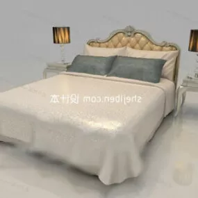 Elegant Vintage European Double Bed 3d model