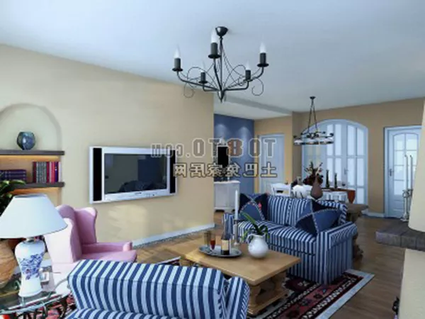 Living Room White Ceiling Wood Wall 3d model Living Room White Ceiling Wood Wall 3d model