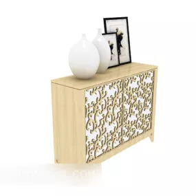 European Ash Wooden Side Cabinet 3d model