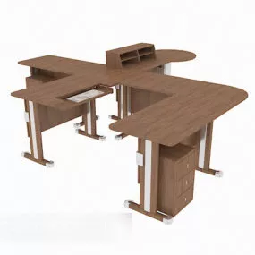 Solid Wood Office Desk Modular 3d model