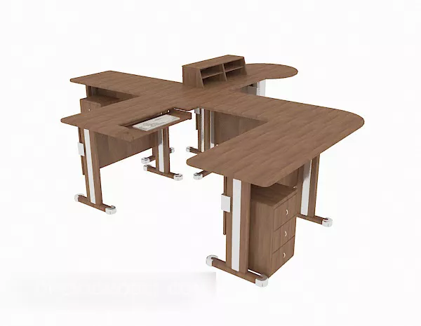 Solid Wood Office Desk Modular 3d model Solid Wood Office Desk Modular 3d model