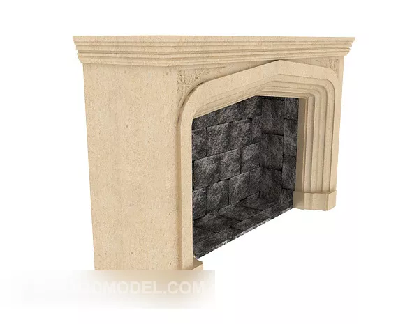 Classic Marble Fireplace Mantel 3d model