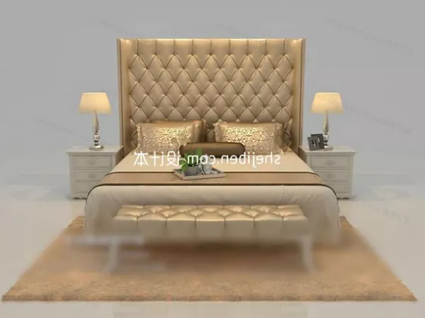 Minimalist Home Double Bed 3d model Minimalist Home Double Bed 3d model
