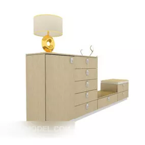Home Yellow Solid Wood Tv Cabinet 3d model