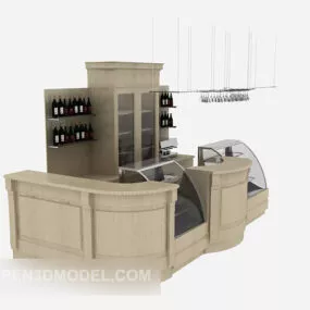 Home Bar Furniture Yellow Wood 3d model