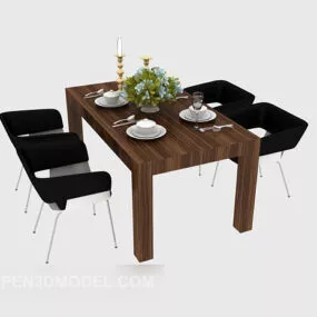 Simple Home Dining Table Modern Style 3d model