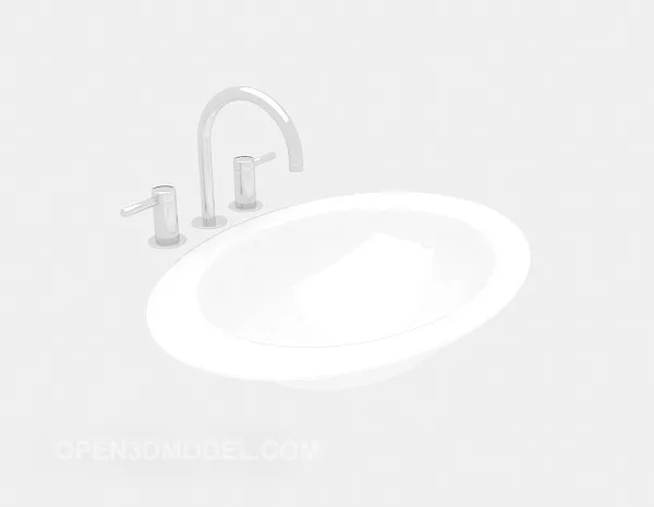 Washbasin Table Brown Wood Material 3d model