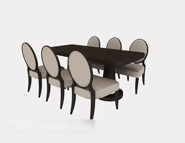 Simple Home Table Chair Dark Wood 3d model Simple Home Table Chair Dark Wood 3d model