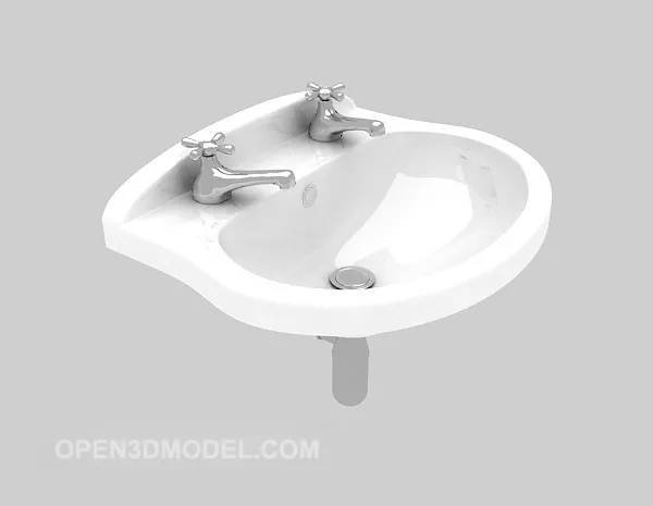 Washbasin On Table Cloth With Tableware 3d model