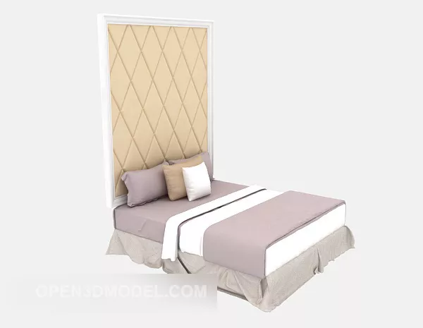 Simple Solid Wood Double Bed 3d model Simple Solid Wood Double Bed 3d model