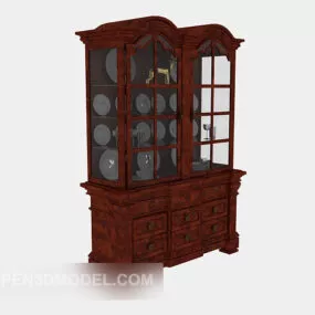 European Wooden Display Cabinet For Home 3d model