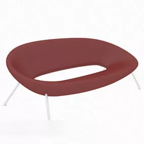 Minimalist Lounge Chair Red Color 3d model