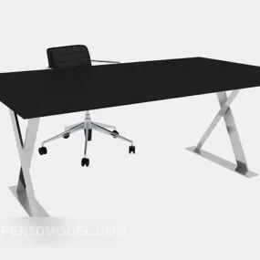 Black Desk Modern Style Minimalist 3d model