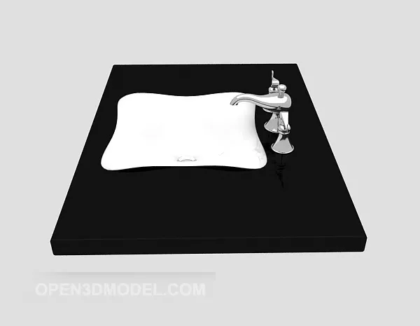 European Antique Washbasin With Mirror And Wall Lamp 3d model