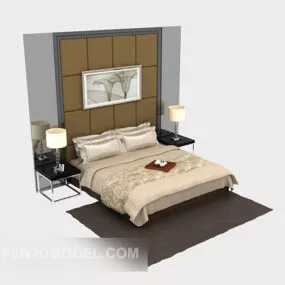 Simple Style Double Bed Furniture 3d model