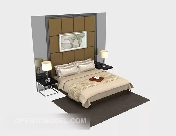 Simple Style Double Bed Furniture 3d model Simple Style Double Bed Furniture 3d model