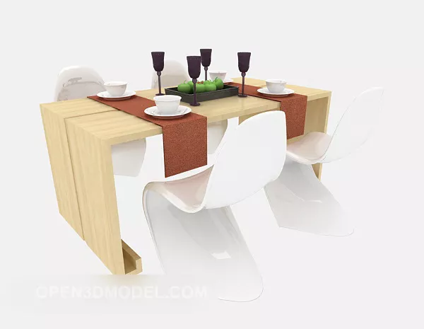 Minimalist Wood Dining Table And Chair 3d model Minimalist Wood Dining Table And Chair 3d model