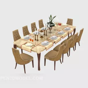Mediterranean Dinning Table Chair 3d model