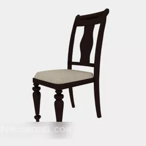 Solid Dark Wood Dining Chair 3d model