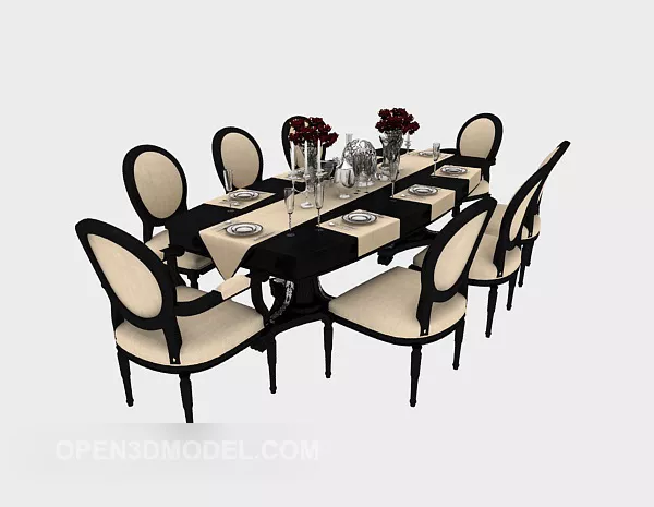European Home Dining Table And Chair 3d model European Home Dining Table And Chair 3d model