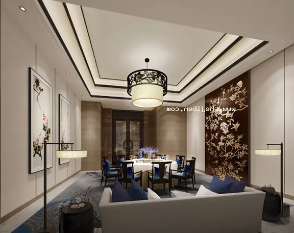 Modern Hotel Room With Big Chandelier 3d model Modern Hotel Room With Big Chandelier 3d model