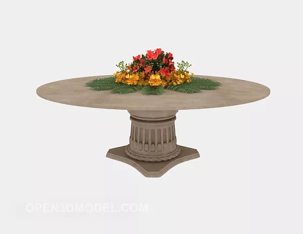 Stone Coffee Table With Flower Vase 3d model Stone Coffee Table With Flower Vase 3d model