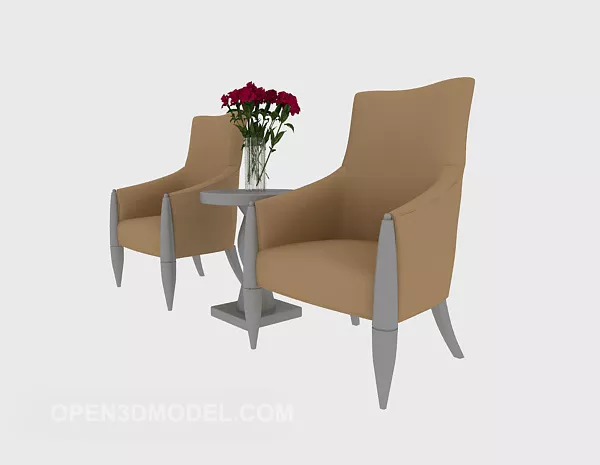 Single Sofa With Table Decor Set 3d model Single Sofa With Table Decor Set 3d model