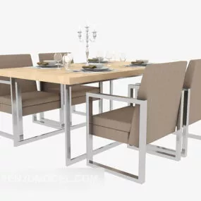 Four-person Dining Table Chair 3d model