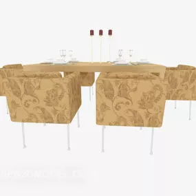 Six-person Table Chair 3d model