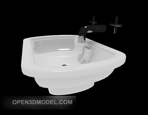 Washbasin With Black White Decorative Backwall 3d model