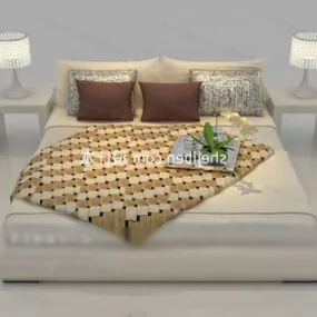 Double Bed Modern Furniture With Lamp 3d model